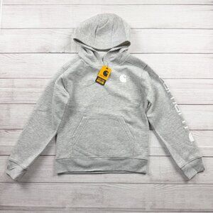 Carhartt Kids Hoodie Gray Fleece Pullover Sweatshirt with Logo NWT XS 7